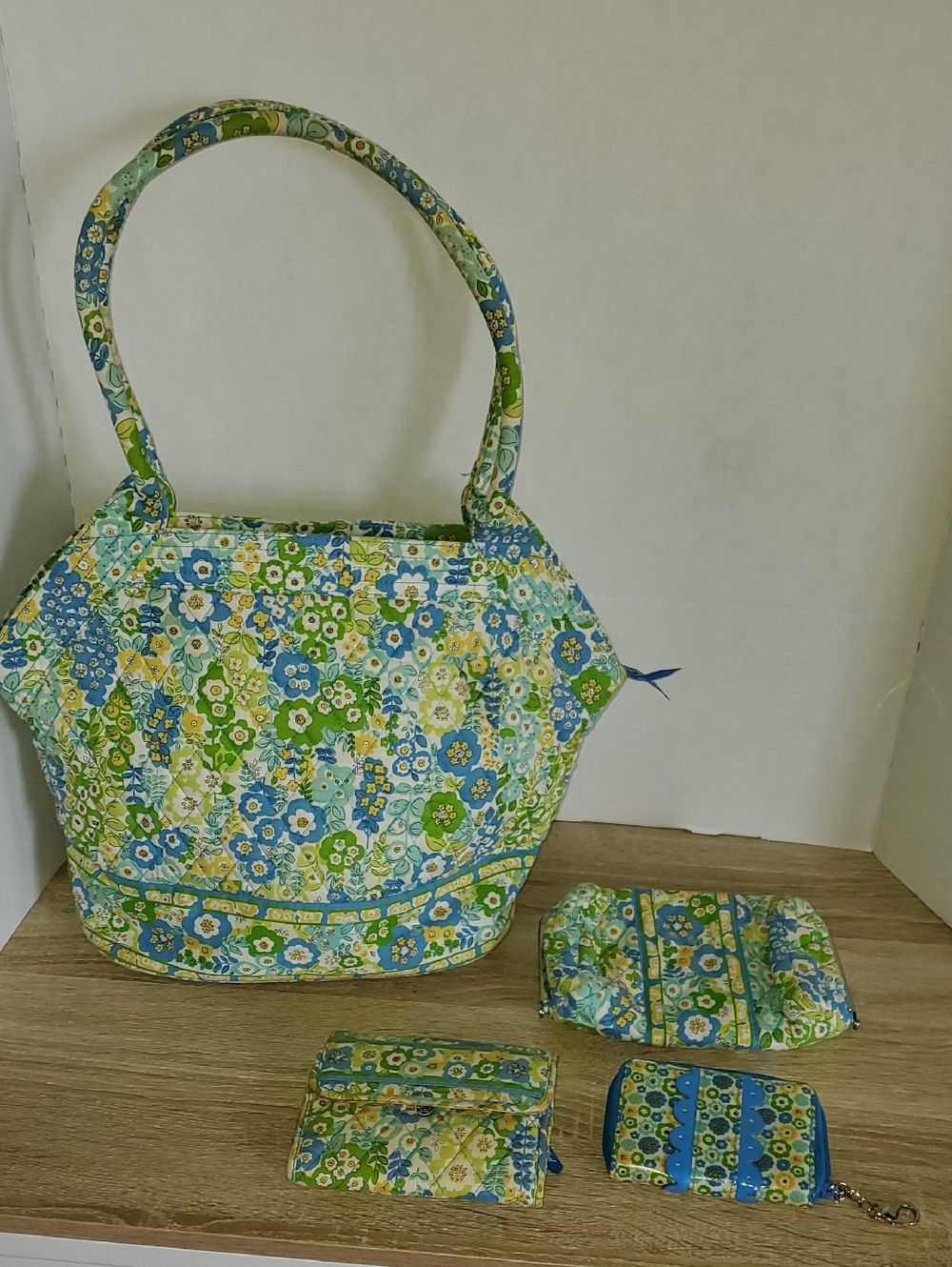 Vera Bradley English Meadow Quilted Floral Tote with Matching Wallets